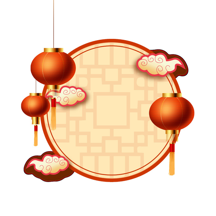 灯笼框装饰新年psd模版下载