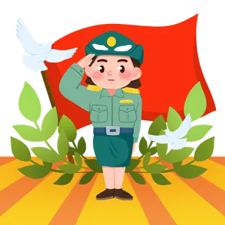 敬礼正气建党节海陆空部队军人爱国插画 