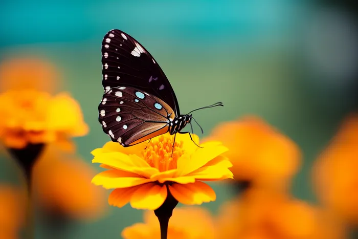 蝴蝶停在花朵细节特写摄影图(4032x2688)