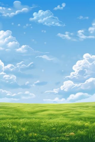 春天的蓝天白云草原很美背景图