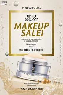 电商广告化妆品浅黄色海报