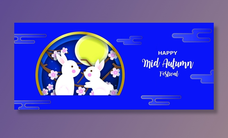 设计中秋节背景风景  eps,ai矢量模版下载