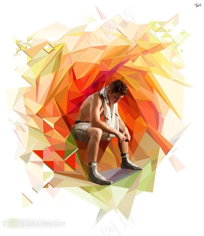 休息姿势精彩数码艺术背景拼图形象