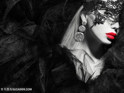 戴面具的红唇美女图片写真 戴面具的红唇美女图片写真