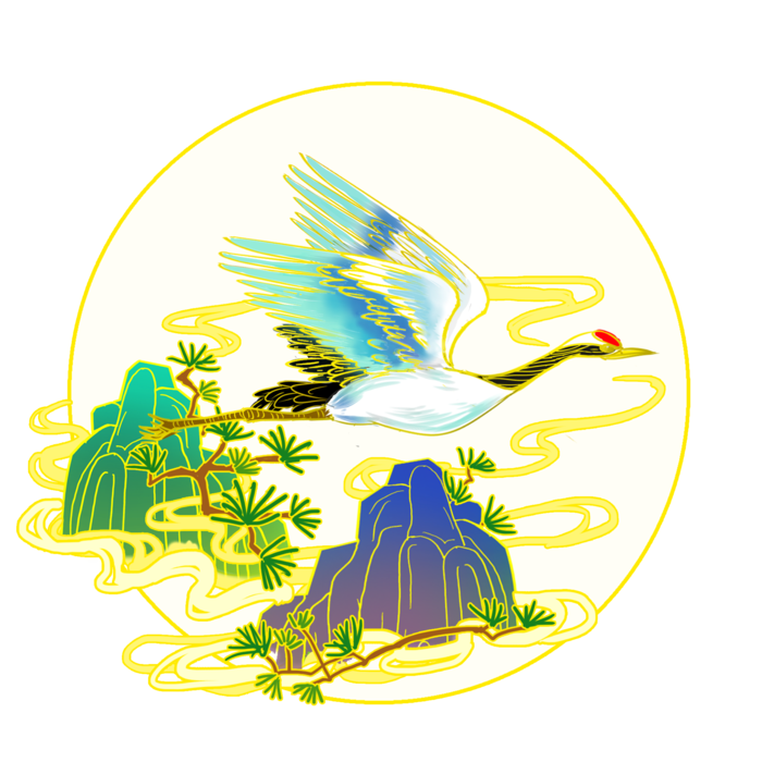 国潮仙鹤插画免扣素材设计素材