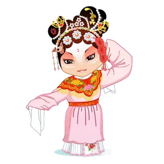 卡通京剧戏剧人物脸谱插画PNG图片 国潮中国风Q版戏剧人物PS素材