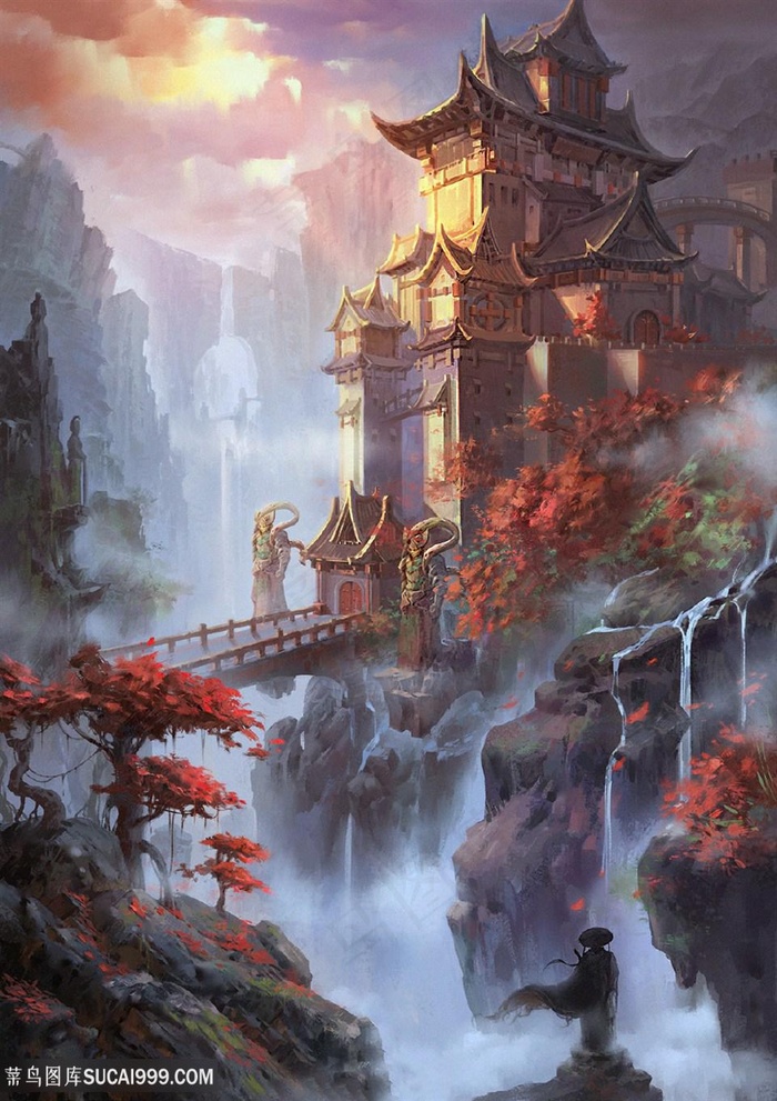 修真世界道观中国风CG原画绘画图片素材