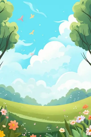 晴天草地蔚蓝天空背景图