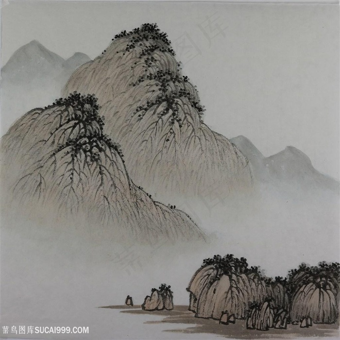 王军河工笔山水青绿山水传统山水皴法国画界画鬼脸皴袁江袁耀荷叶皴