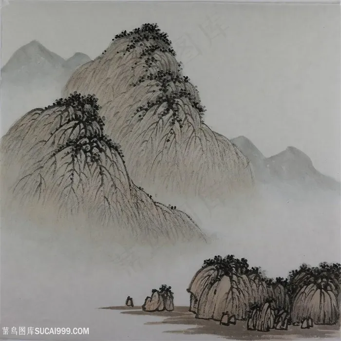 王军河工笔山水青绿山水传统山水皴法国画界画鬼脸皴袁江袁耀荷叶皴