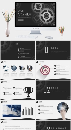 冷淡风行业通用工作汇报模板ppt预览图