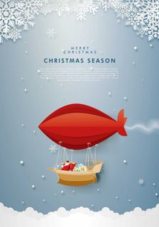 创意剪纸风圣诞节圣诞树圣诞老人麋鹿雪花3D立体海报