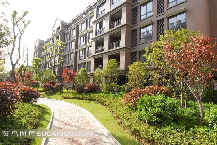 景观多层小区回家的路