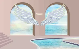 网红直播间翅膀背景墙 