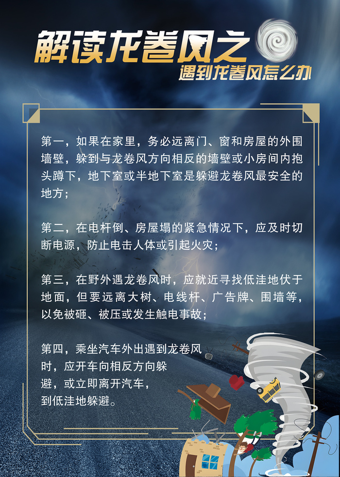 解读龙卷风天气科普海报psd模版下载