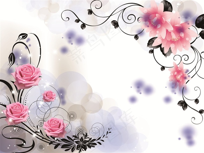 梦幻花  简约背景墙