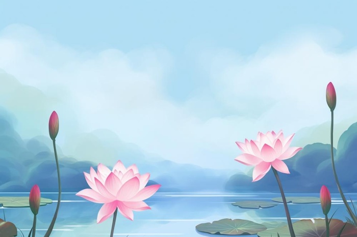 中国风清新荷花简约背景