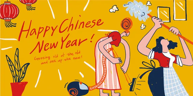 2022虎年春节团圆过大年年货赶集除夕年夜饭财神红包矢量插画