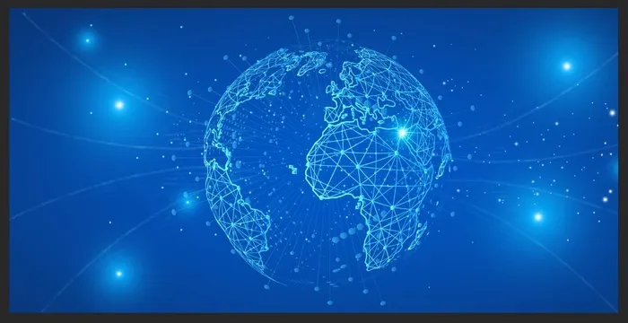 蓝色科技感线条地球星光物联网展板背景