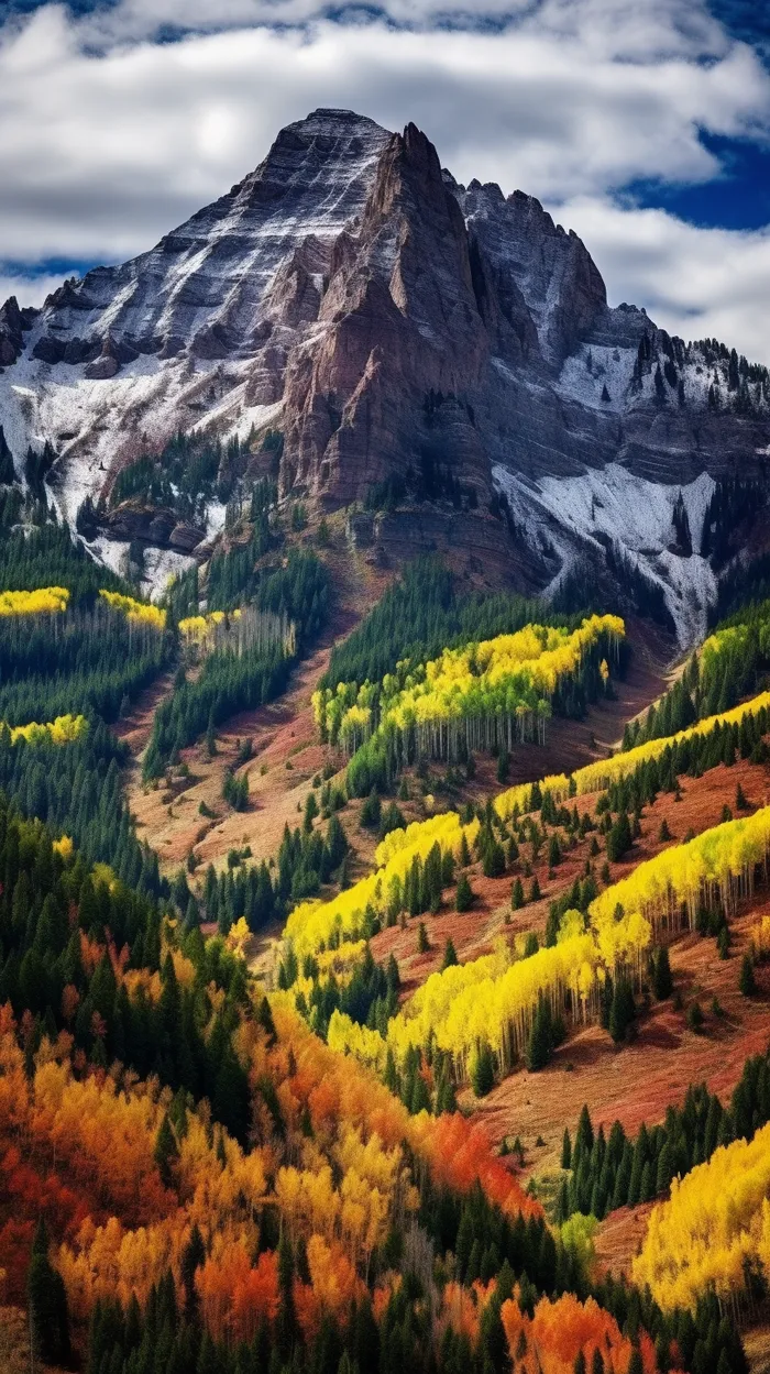 秋季高山山脉森林摄影图(2448x4368)