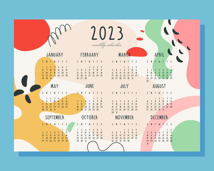 卡通兔子2023年日历新年