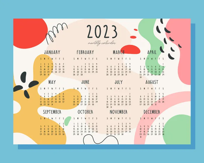 卡通兔子2023年日历新年eps,ai矢量模版下载