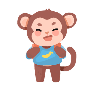 手绘卡通动物猴子背书包免扣元素猴子元素