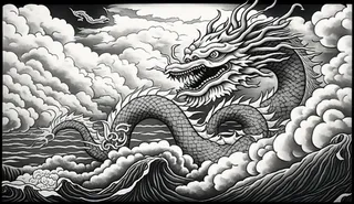 龙、生肖、节日、线条