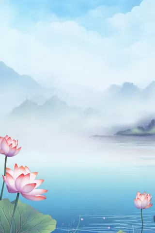 水墨大气国风荷花荷叶背景