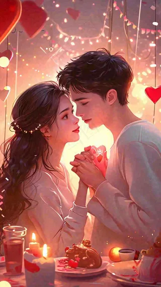 甜蜜情人节情侣爱情陪伴，爱心520温馨