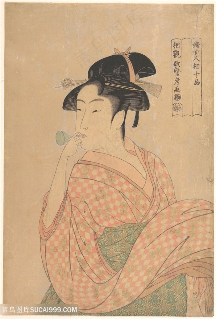 喜多川歌磨唯美手绘日式美女装饰画