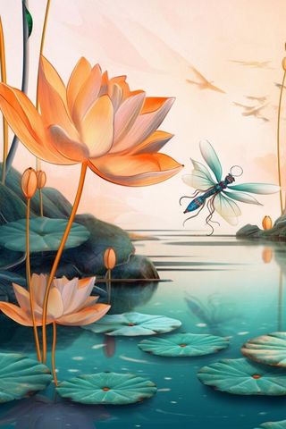 中国风精致荷花大气背景