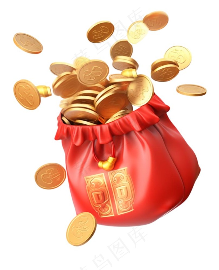 钱包金币红色金银元素(960x1184)