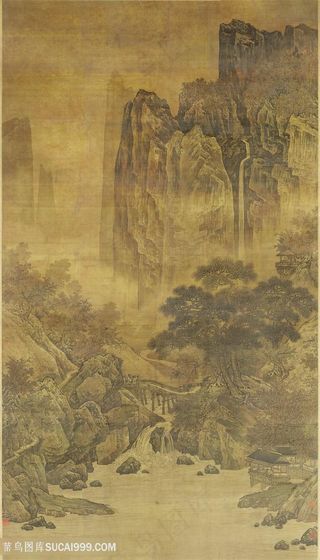 萧照作品秋山红树图国画图片