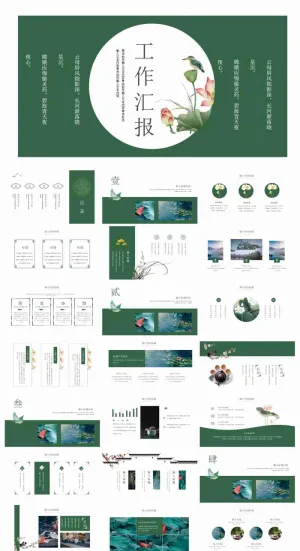 中国风花鸟工作汇报ppt模板预览图
