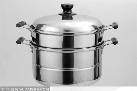 不锈钢蒸锅静物特写高清图片