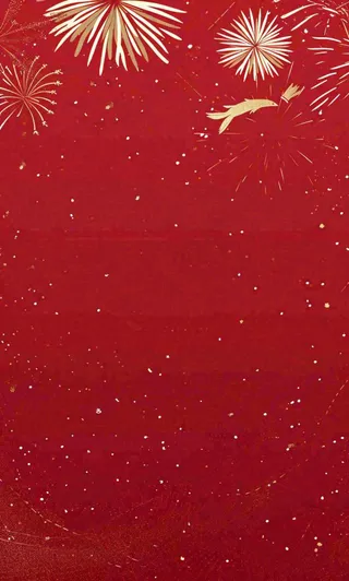 红色喜庆烟花丝带，圣诞新年节日背景