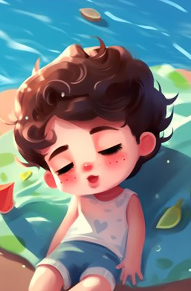 睡觉的小男孩插画背景