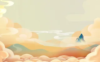 中国风国潮风山水祥云插画图案首页装修海报背景PSD设计模板素材