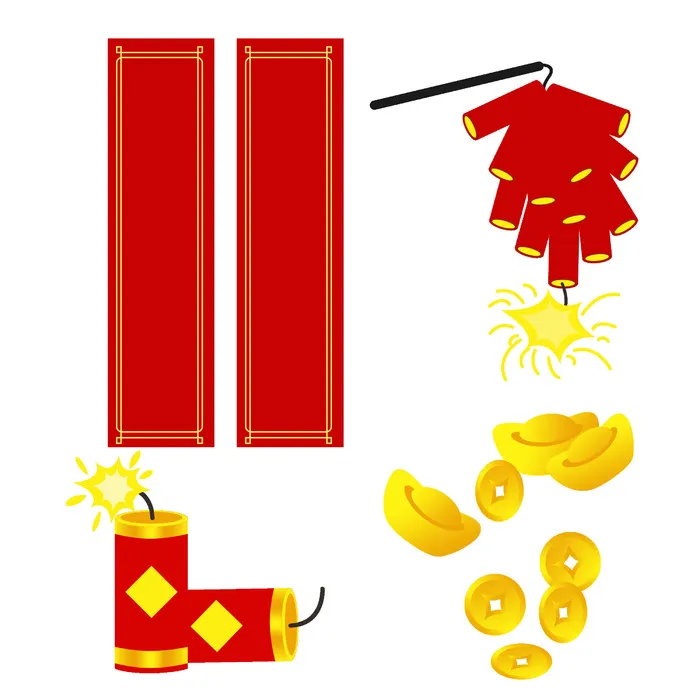 焰火对联灯笼装饰新年psd模版下载