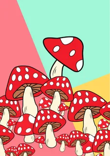 红色蘑菇简约画册封面背景