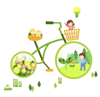 自行车绿色卡通