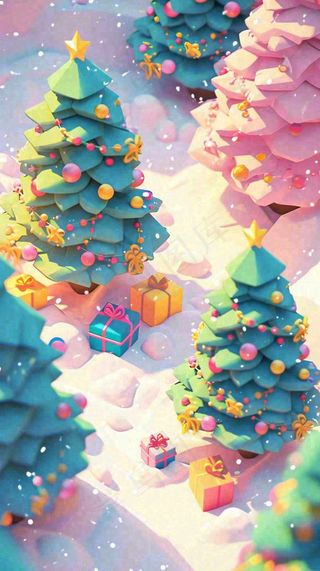 圣诞节礼物温馨圣诞树缤纷彩色节日雪花浪漫