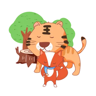 卡通小老虎PNG免抠插画素材可爱动物老虎插画贴图PNG免抠设计素材