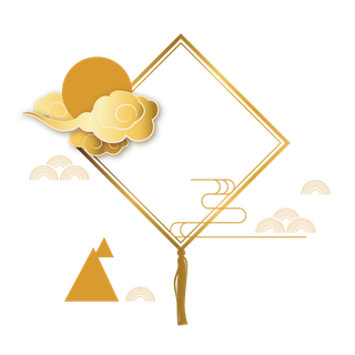 中国风中式传统祥云图案国潮古风边框云纹装饰元素PNG免抠素材图