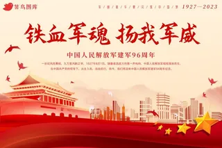 喜迎八一建军节96周年纪念日红色海报