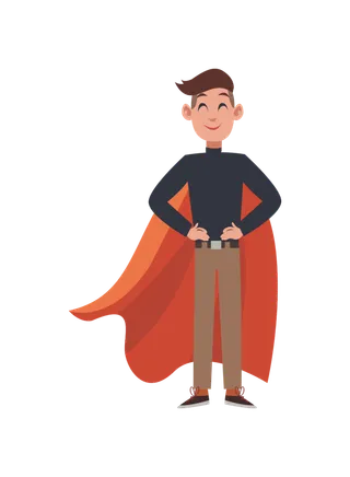 商务人士 穿橙色斗篷站着