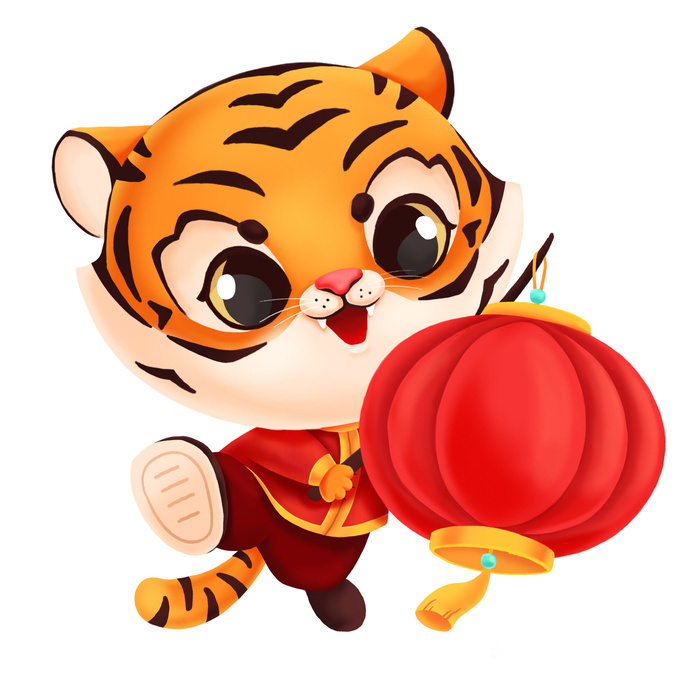 手绘2022虎年新年春节卡通老虎形象IP插画元素PSD设计素材图案psd模版下载