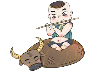 清明清明节卡通牧童放牛