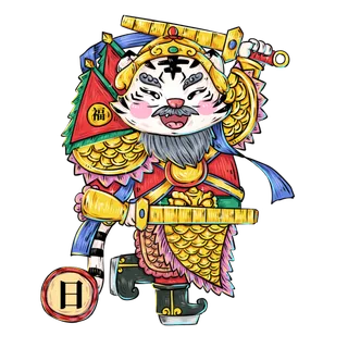 2022虎年卡通老虎形象拜年图案素材图片插图素材